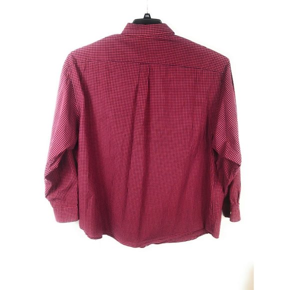 Roundtree & Yorke Men's 3XB Red Blue Check Long Sleeve Button Up Cotton Shirt A4 - Picture 4 of 4